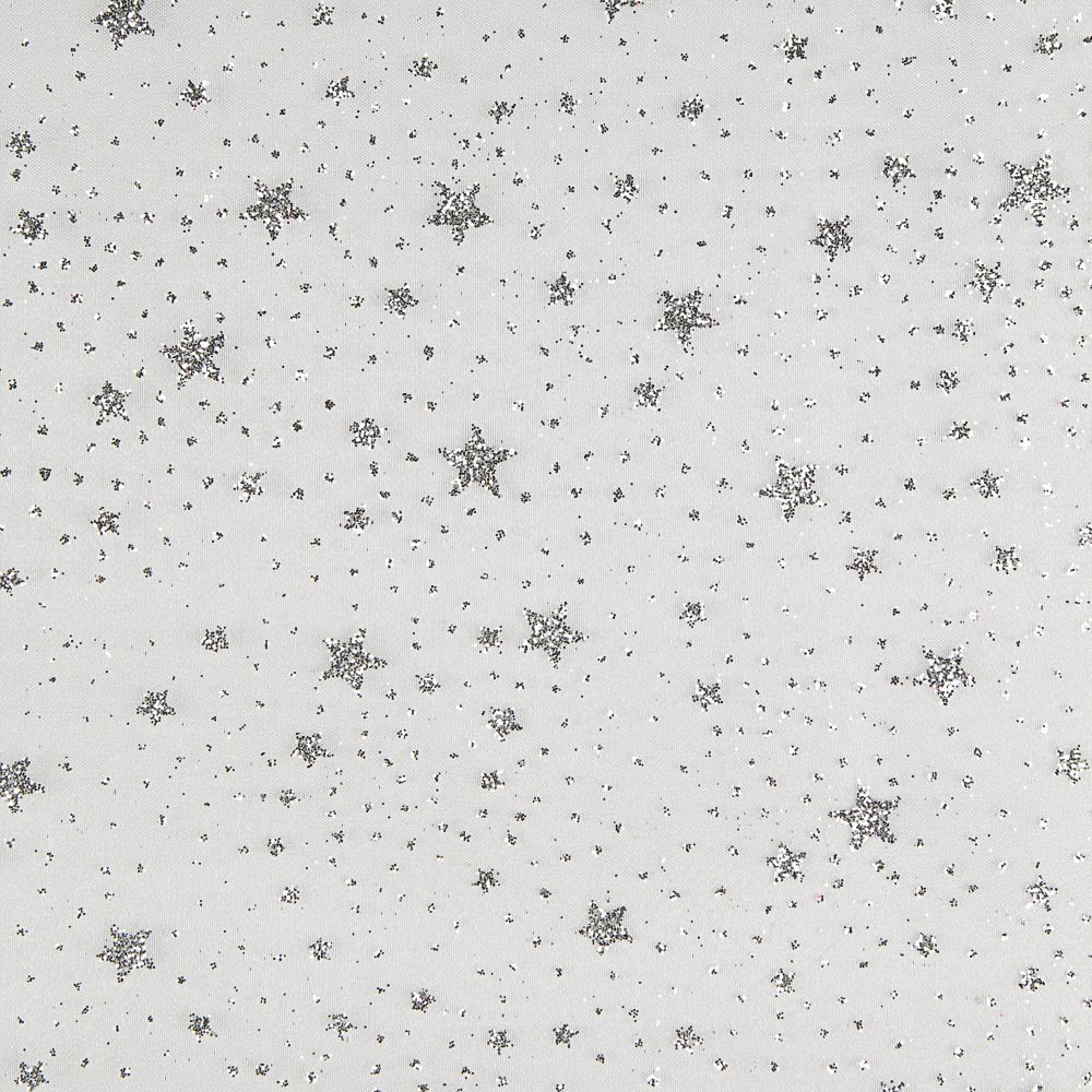 Organza Estrelas Prateadas Branca - Ribes y Casals