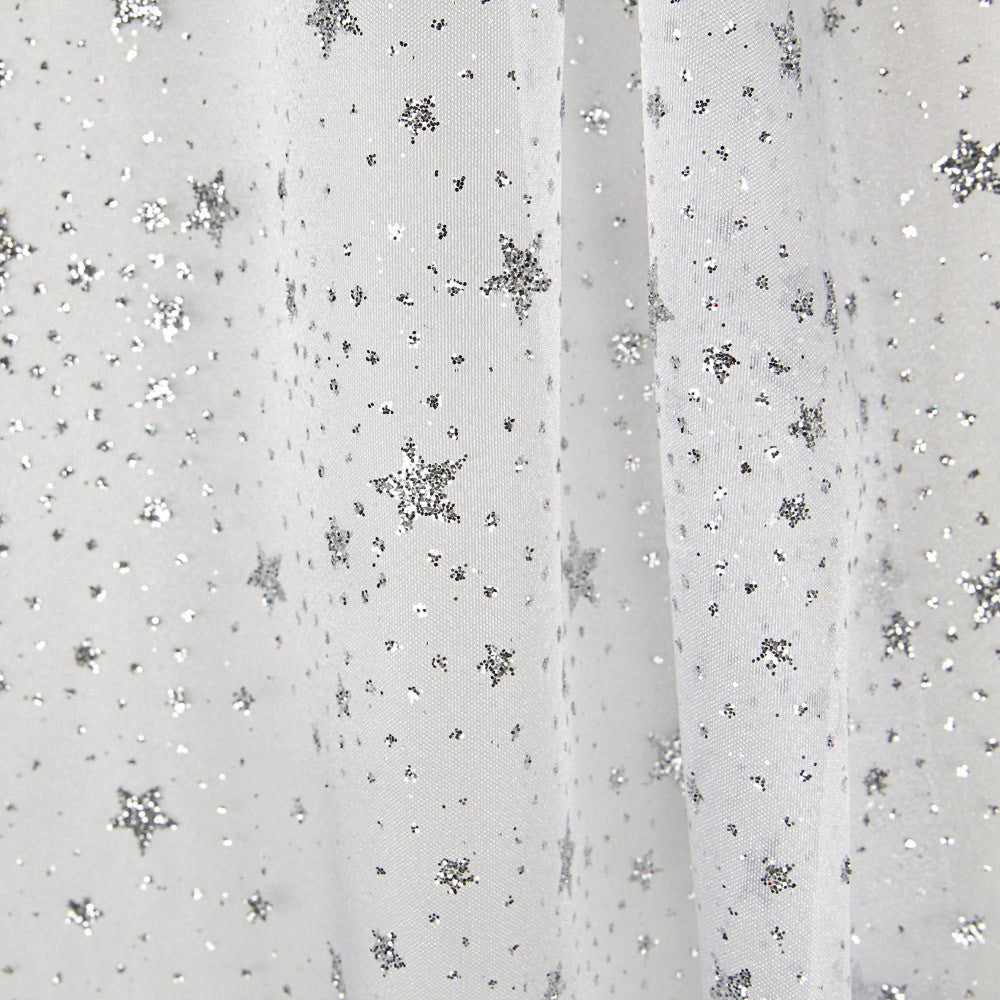 Organza Estrelas Prateadas Branca - Ribes y Casals
