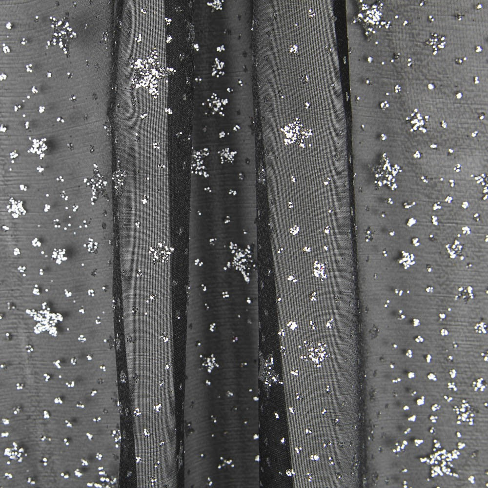 Organza Estrela Preta Prata - Ribes y Casals