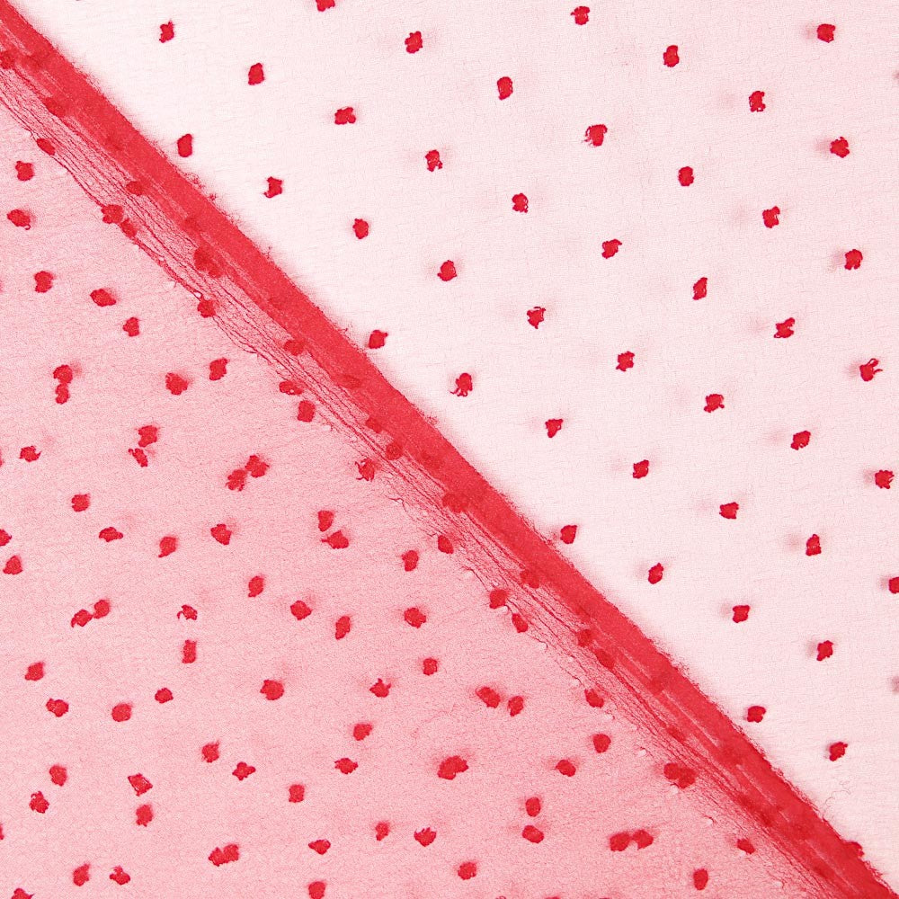 Organza Poliéster Plumeti Vermelho - Ribes y Casals