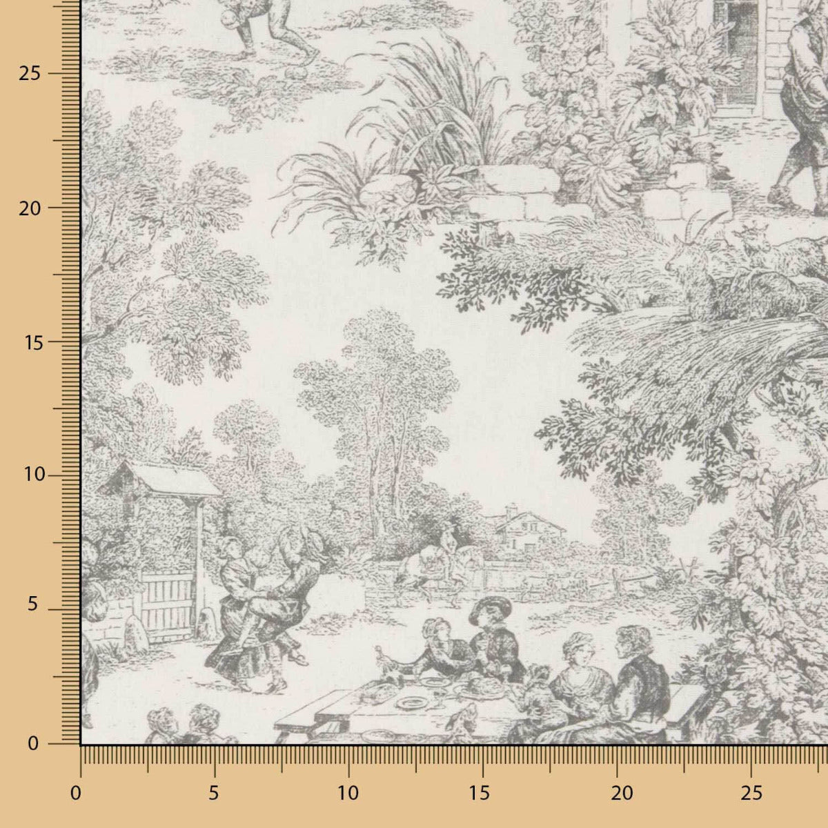 Panamá Hogar Estampado Toile de Jouy Gris - Ribes y Casals