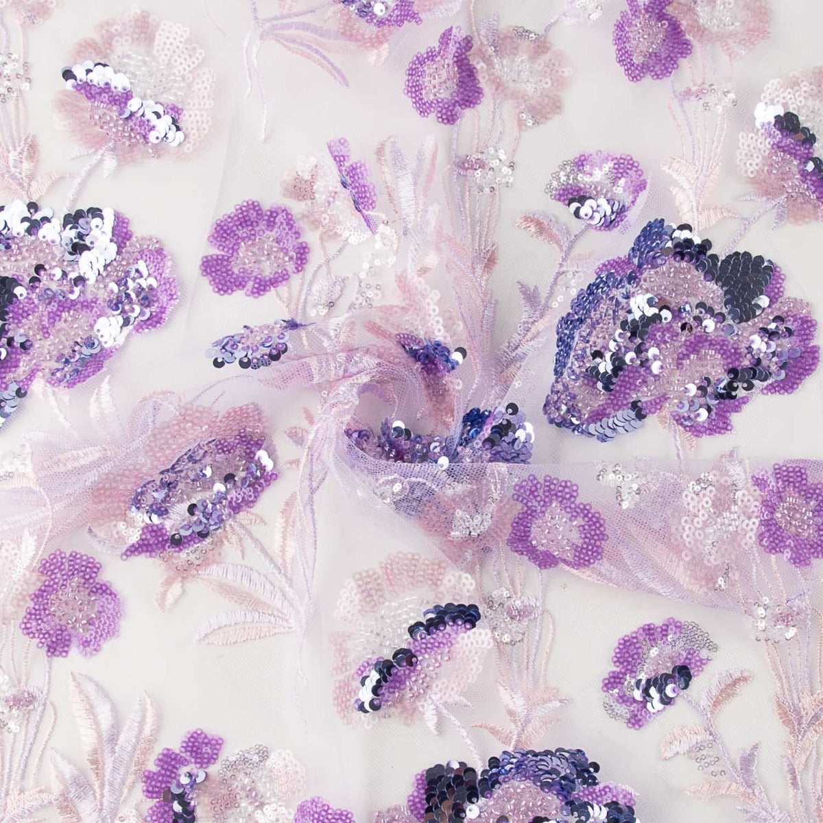 Tul Bordado Primavera Lila - Ribes y Casals