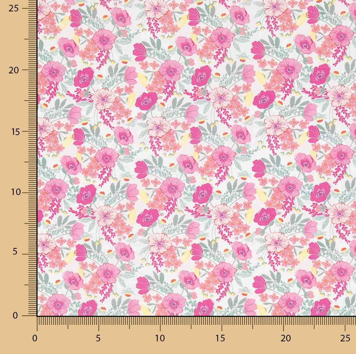 Percal estampado «Jardim de Rosas» Rosa - Ribes y Casals