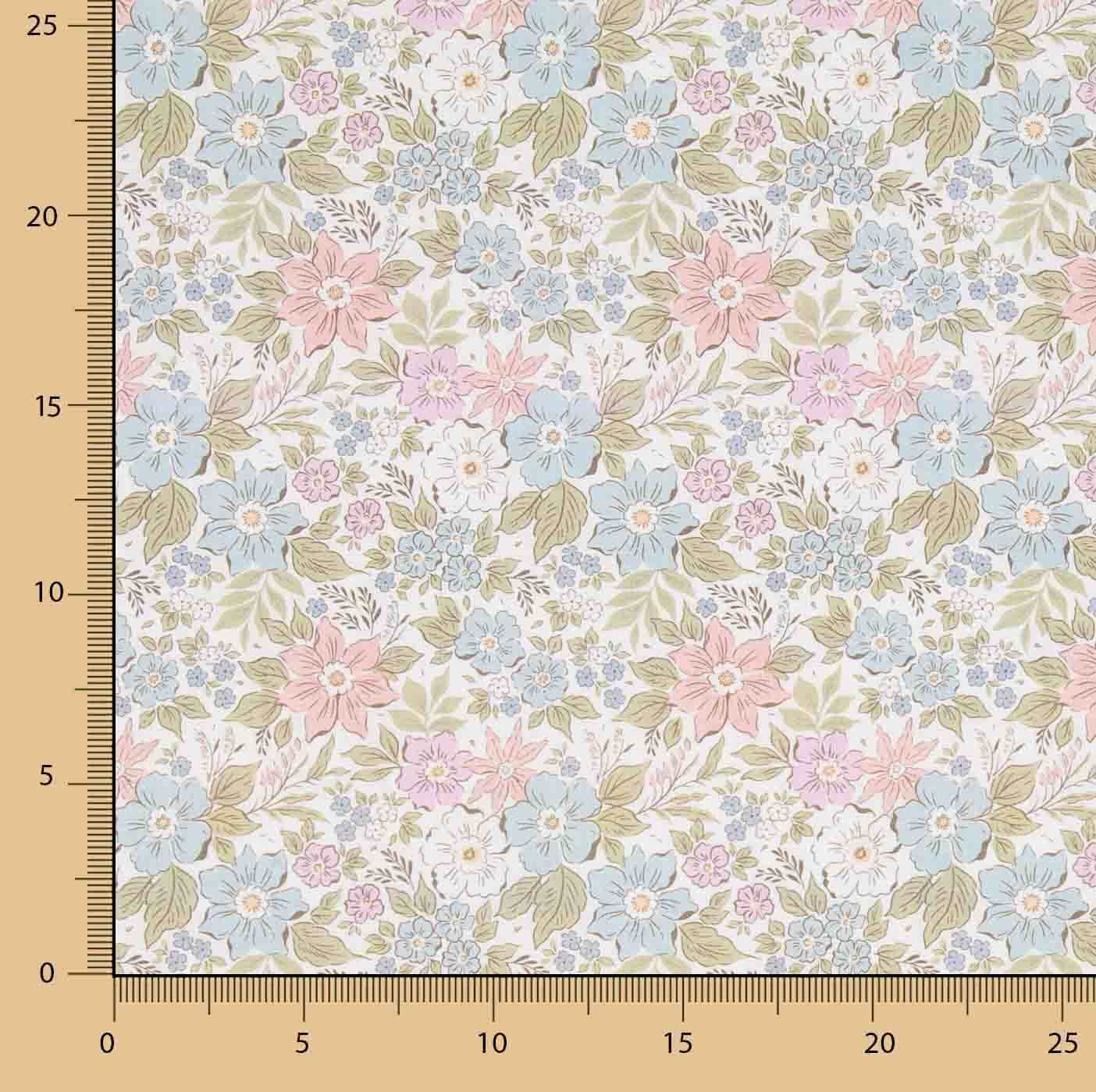 Percal estampado «Jardim Romântico» em tons pastel - Ribes y Casals