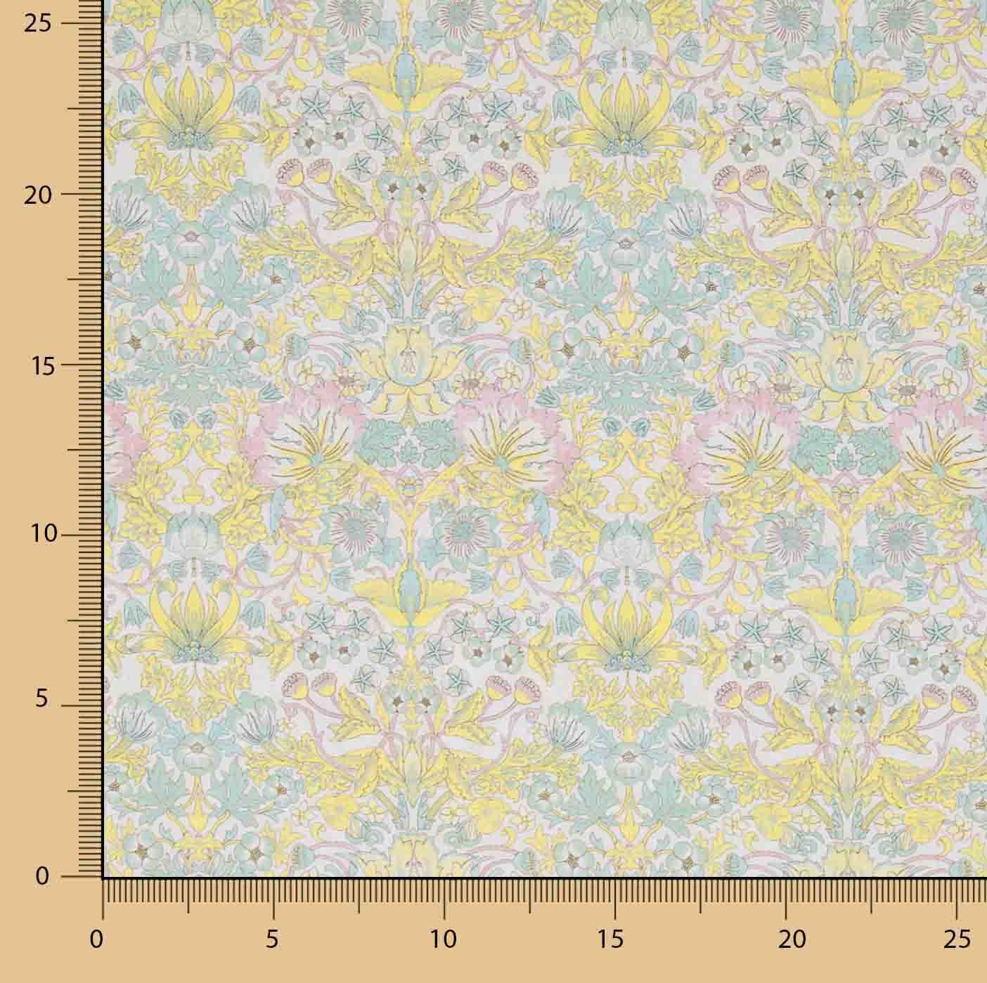 Percal estampado «Jardim de Versalhes» amarelo pastel - Ribes y Casals