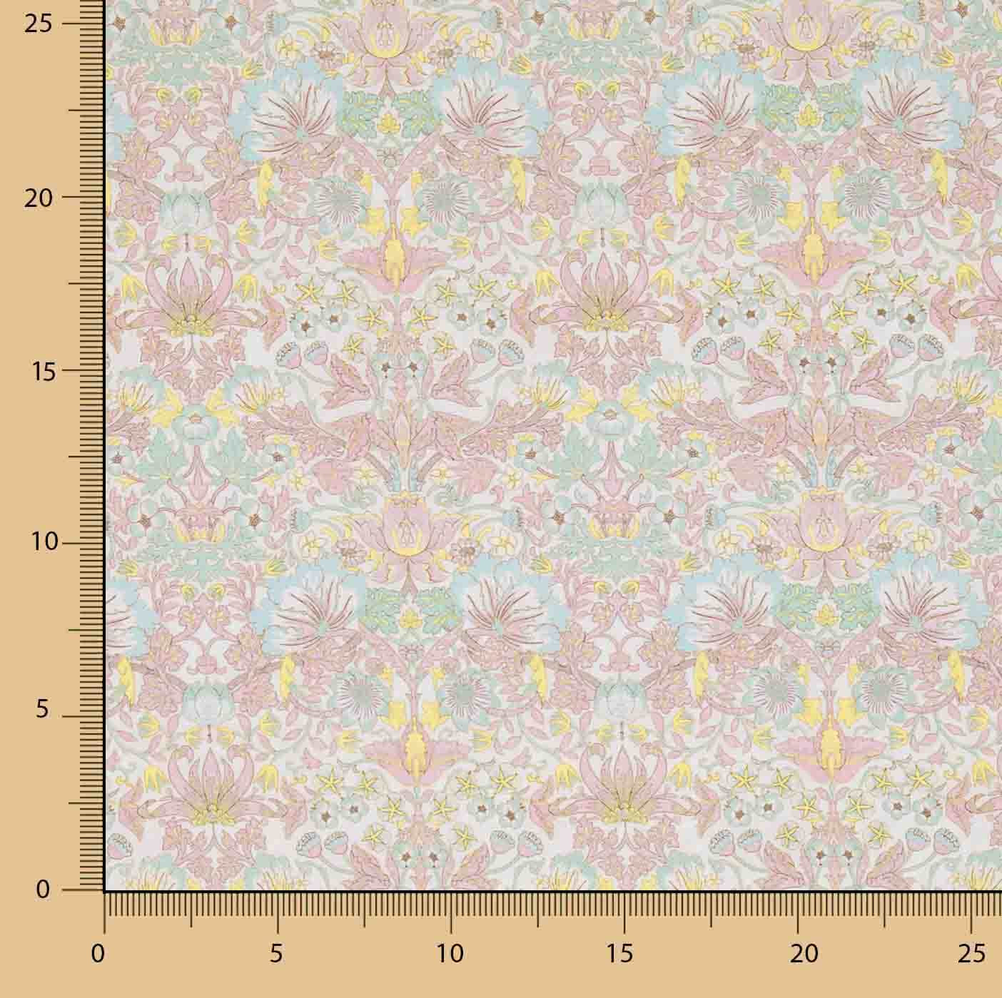 Percal estampado «Jardim de Versalhes» rosa pastel - Ribes y Casals