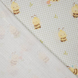 Percal estampado com abelhinhas fofas, bege - Ribes y Casals