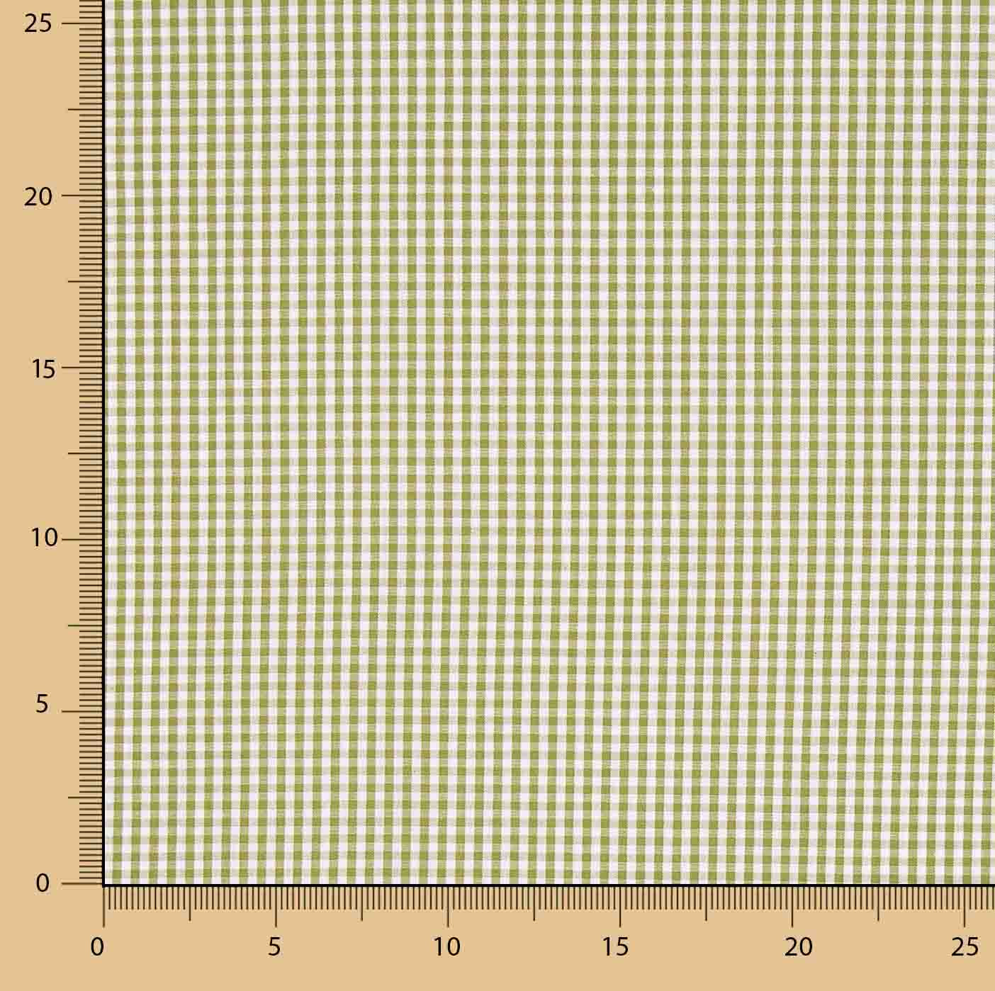 Percal estampado Mini xadrez vichy verde-oliva - Ribes y Casals