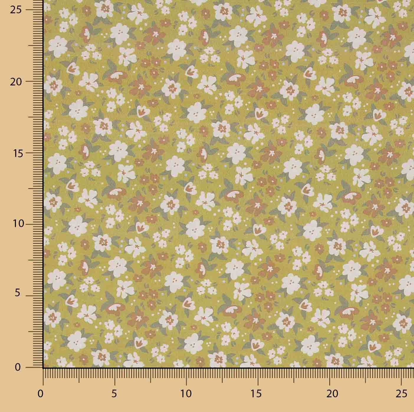 Percal estampado floral Mostaza - Ribes y Casals
