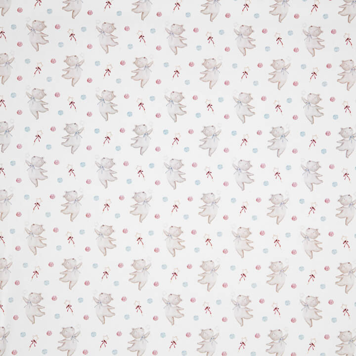 Percal estampado com ursinhos voadores rosa e azuis - Ribes y Casals