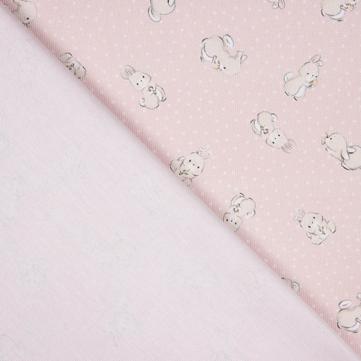 Piquet Algodão Coelhinhos Rosa Suave - Ribes y Casals