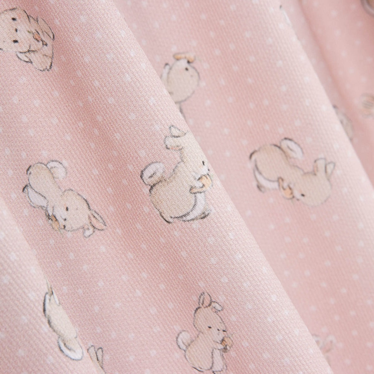 Piquet Algodão Coelhinhos Rosa Suave - Ribes y Casals