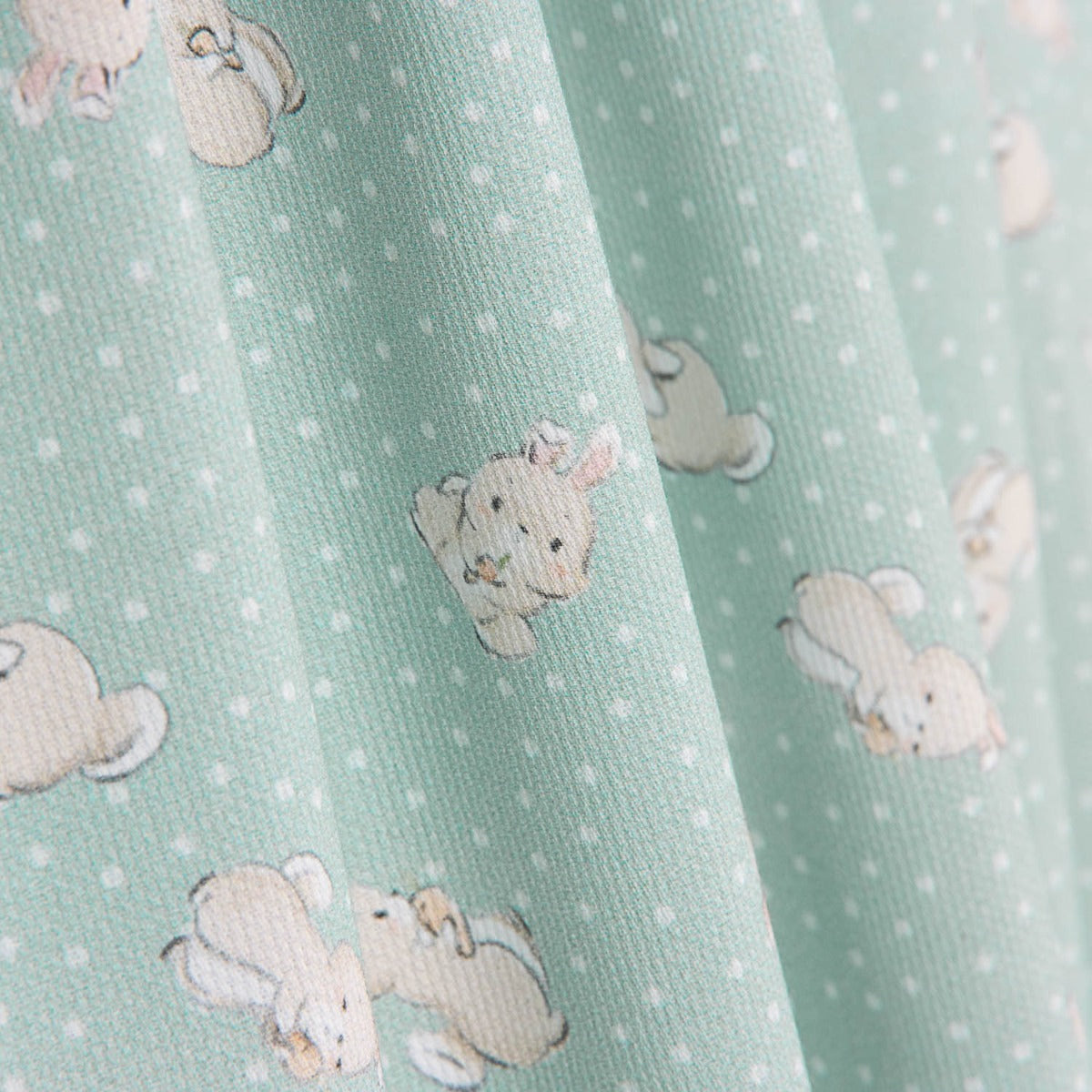Piquet Algodão Coelhinhos Verde Suave - Ribes y Casals