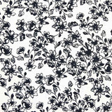 Piqué Poliéster Flores Preto - Ribes y Casals