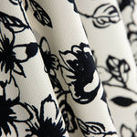Piqué Poliéster Flores Preto - Ribes y Casals