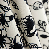 Piqué Poliéster Flores Preto - Ribes y Casals