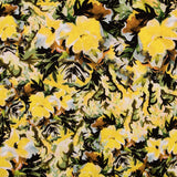 Viscose Faixas Florais Preta - Ribes y Casals