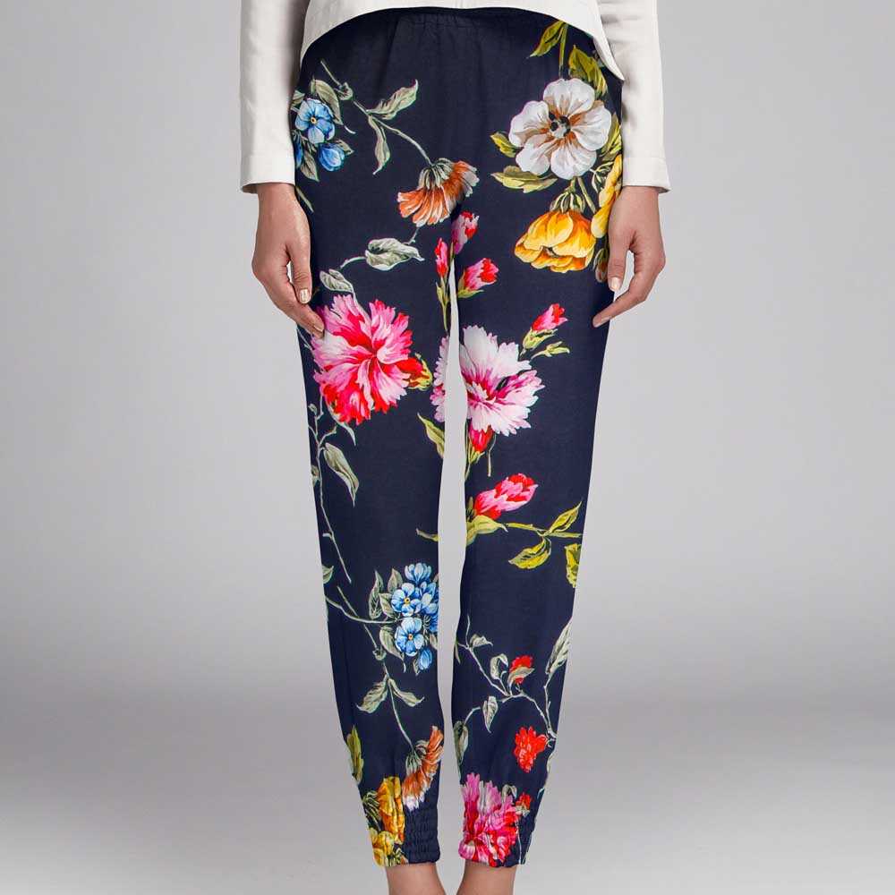 Teia Spandex Palmeras Azul Escuro - Ribes y Casals