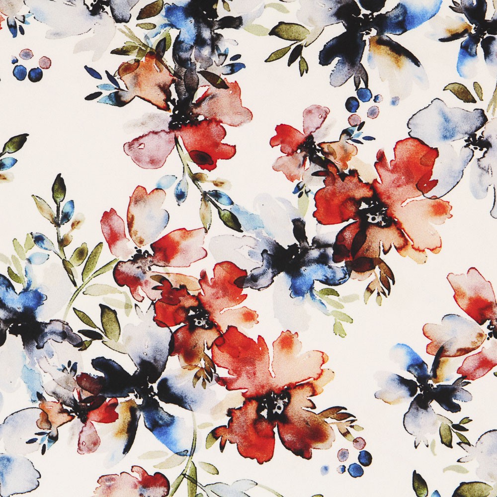 Tecido Elástano Floral Cru - Ribes y Casals
