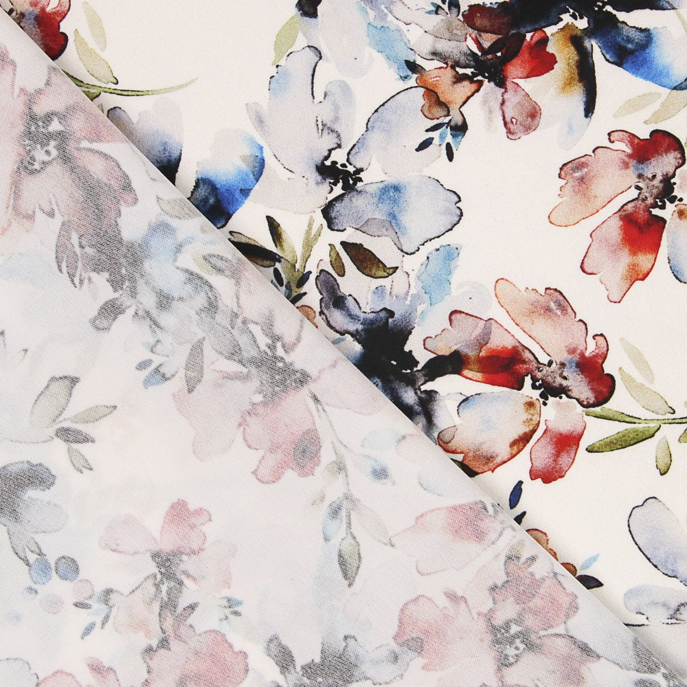 Tecido Elástano Floral Cru - Ribes y Casals