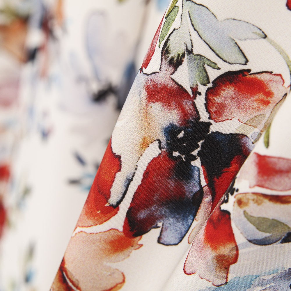 Tecido Elástano Floral Cru - Ribes y Casals