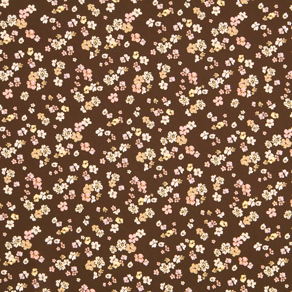 Tecido Poliéster Floral Caqui - Ribes y Casals