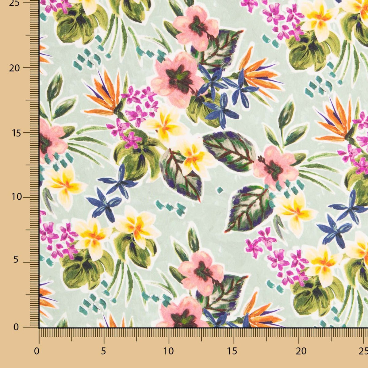 Burlington Fino Flores Verde Água - Ribes y Casals