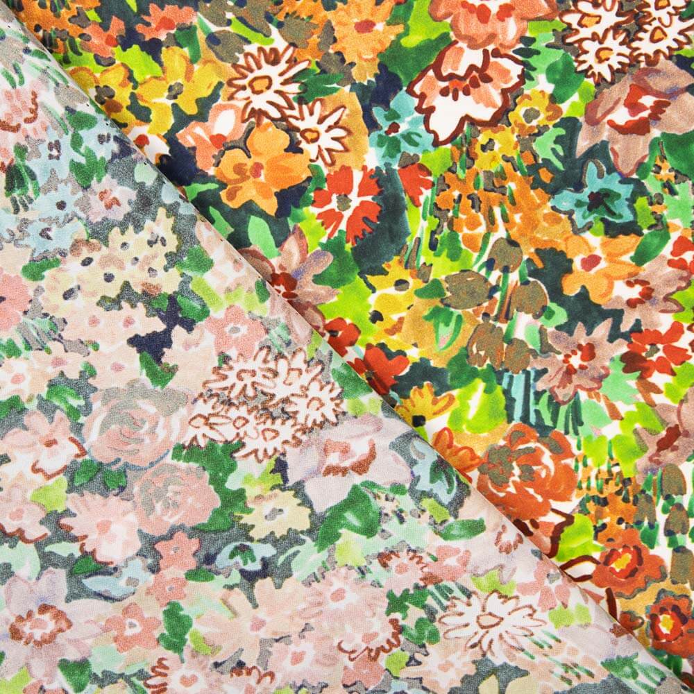 Poliéster Liso Pintura  Flores - Ribes y Casals