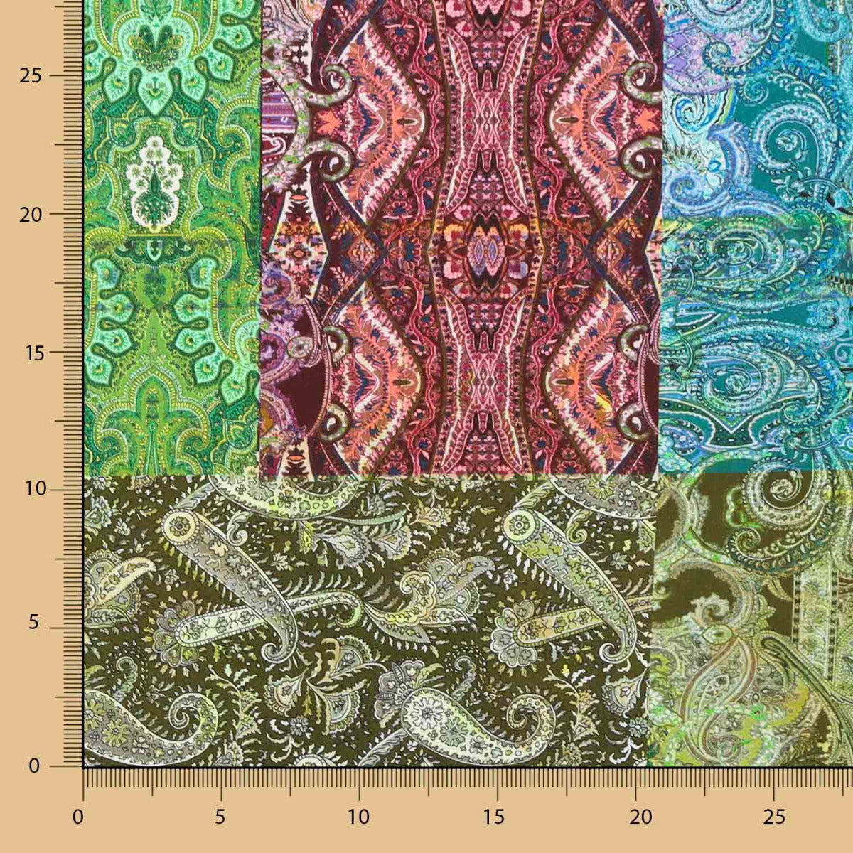 Retal Plana Spandex Viscosa Patchwork Cachemire 80x130 cm - Ribes y Casals