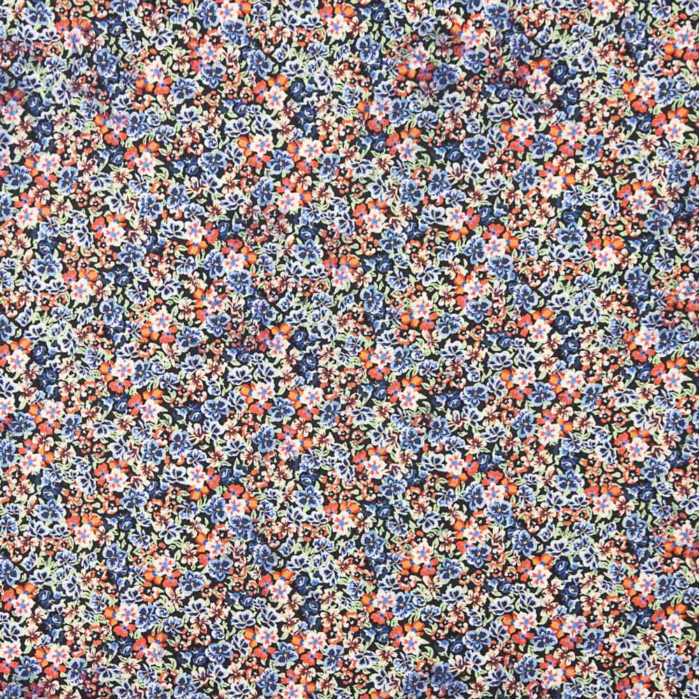 Viscose Spandex Lisa  Mini Flor Azul - Ribes y Casals