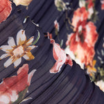 Plissado Chiffon Estampa Floral Marinho - Ribes y Casals