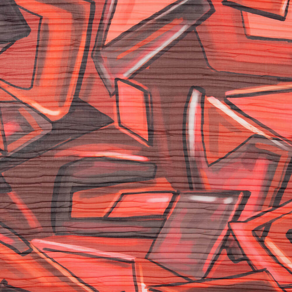 Plissado Chiffon Estampa Geo Vermelho - Ribes y Casals