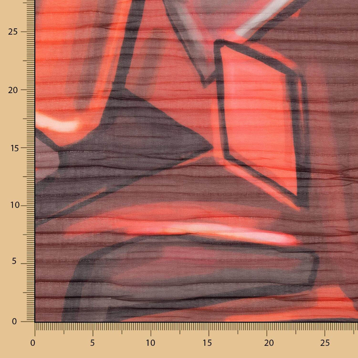 Plissado Chiffon Estampa Geo Vermelho - Ribes y Casals