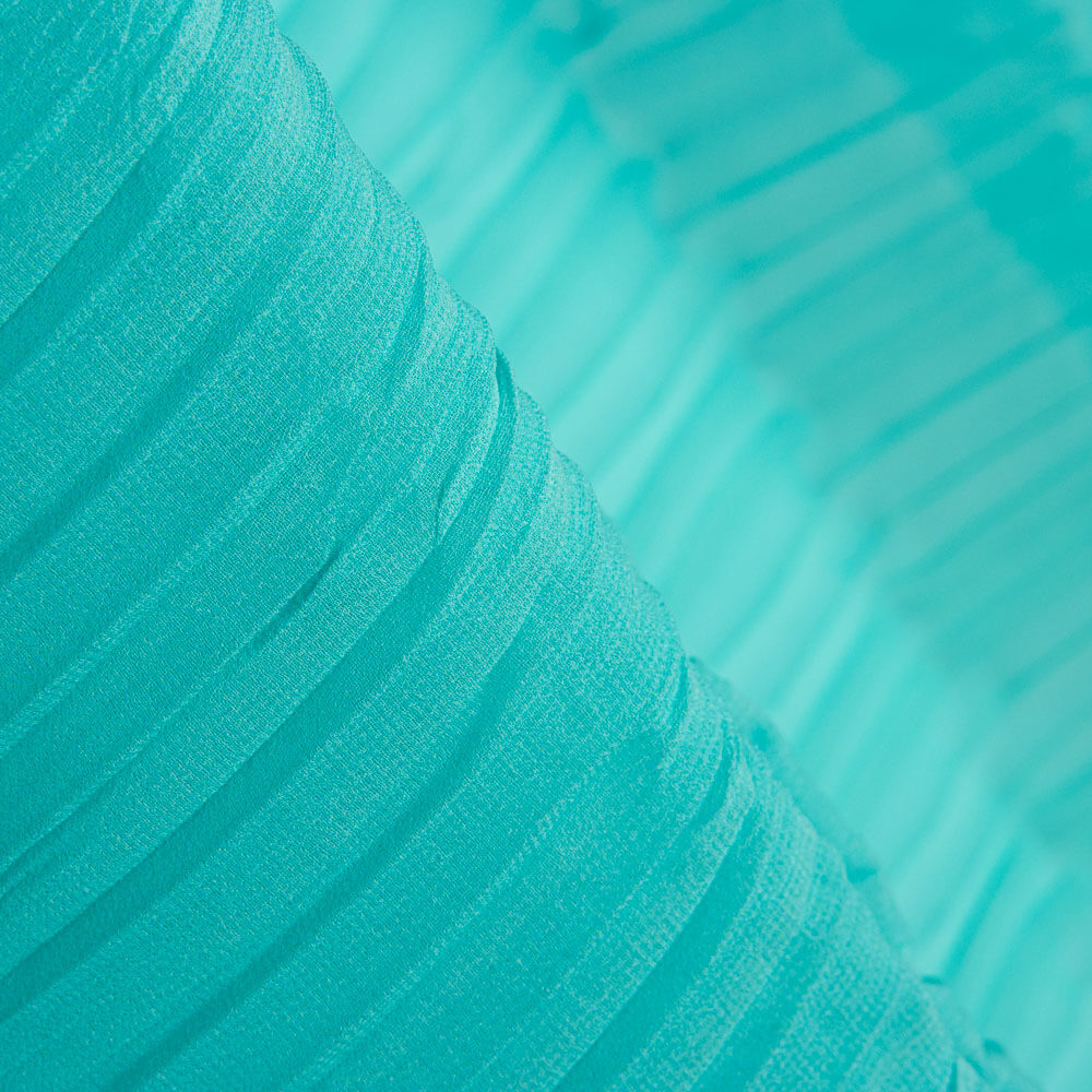 Plissado Chiffon Poliéster Verde Água - Ribes y Casals