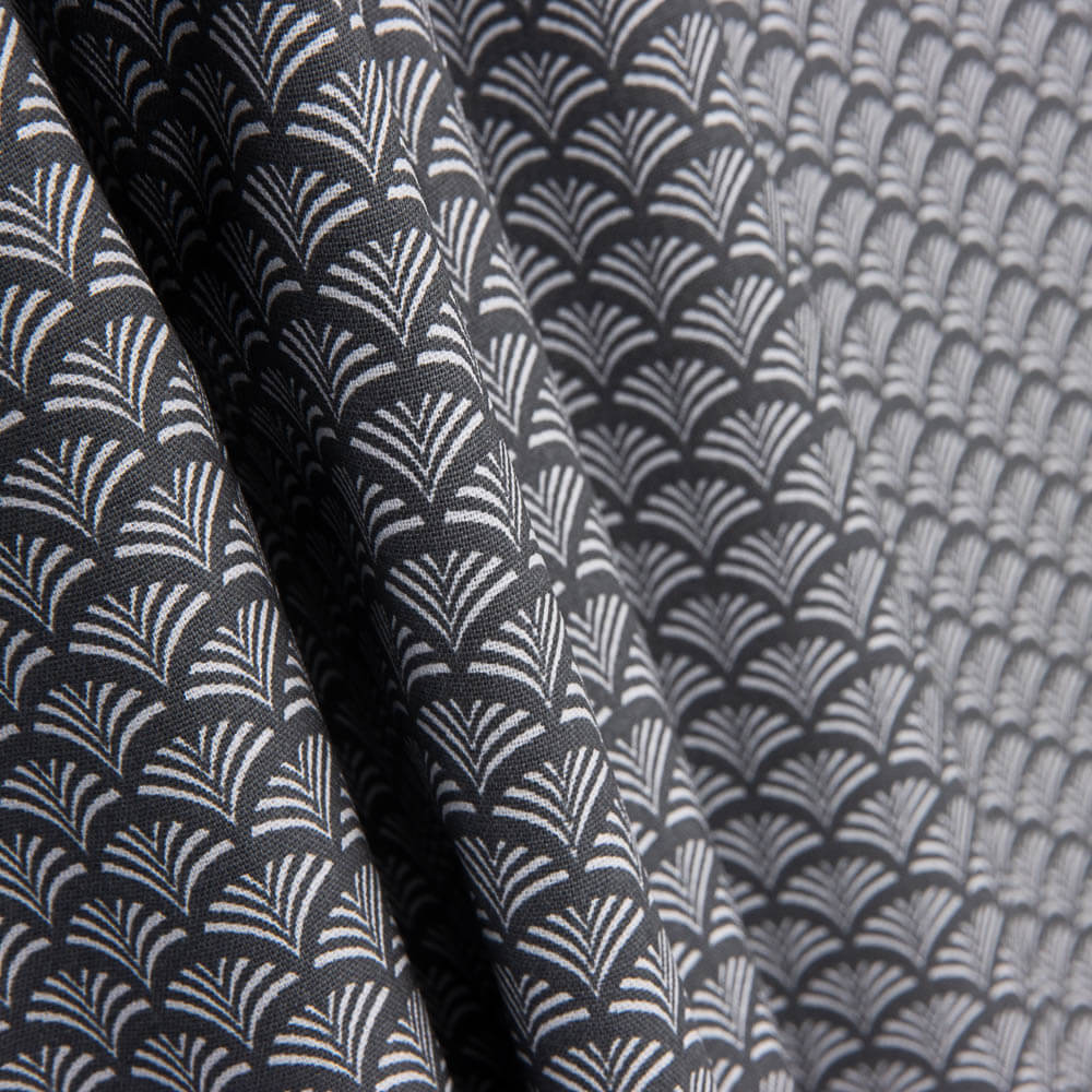 Popeline de Algodão Leque Cinza - Ribes y Casals