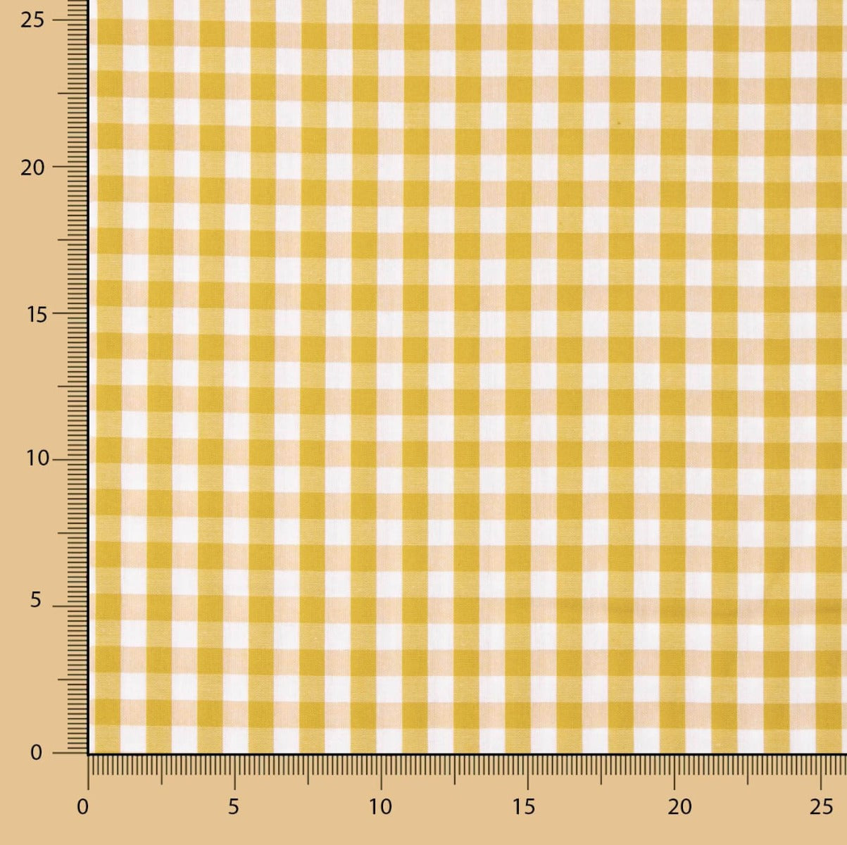 Popeline De Algodão Xadrez Maxi Ocre - Ribes y Casals