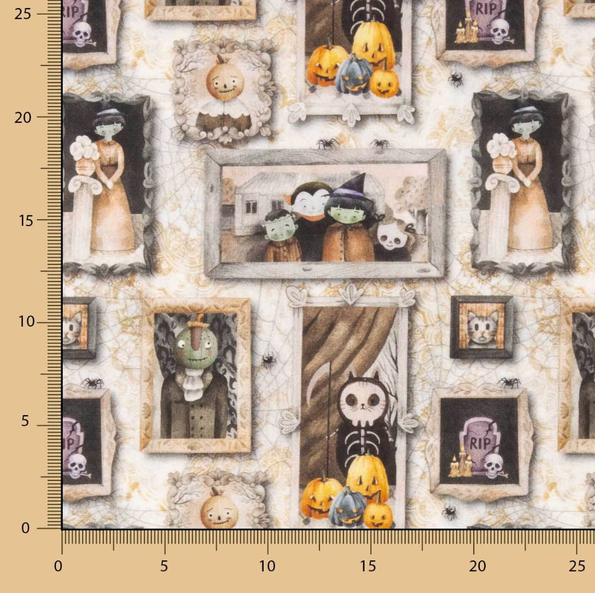 Popeline Algodão Estampado Xadrez Halloween - Ribes y Casals