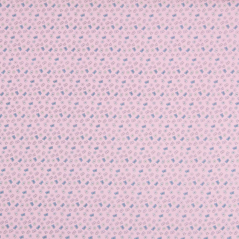Popeline Algodão Flores Rosa - Ribes y Casals