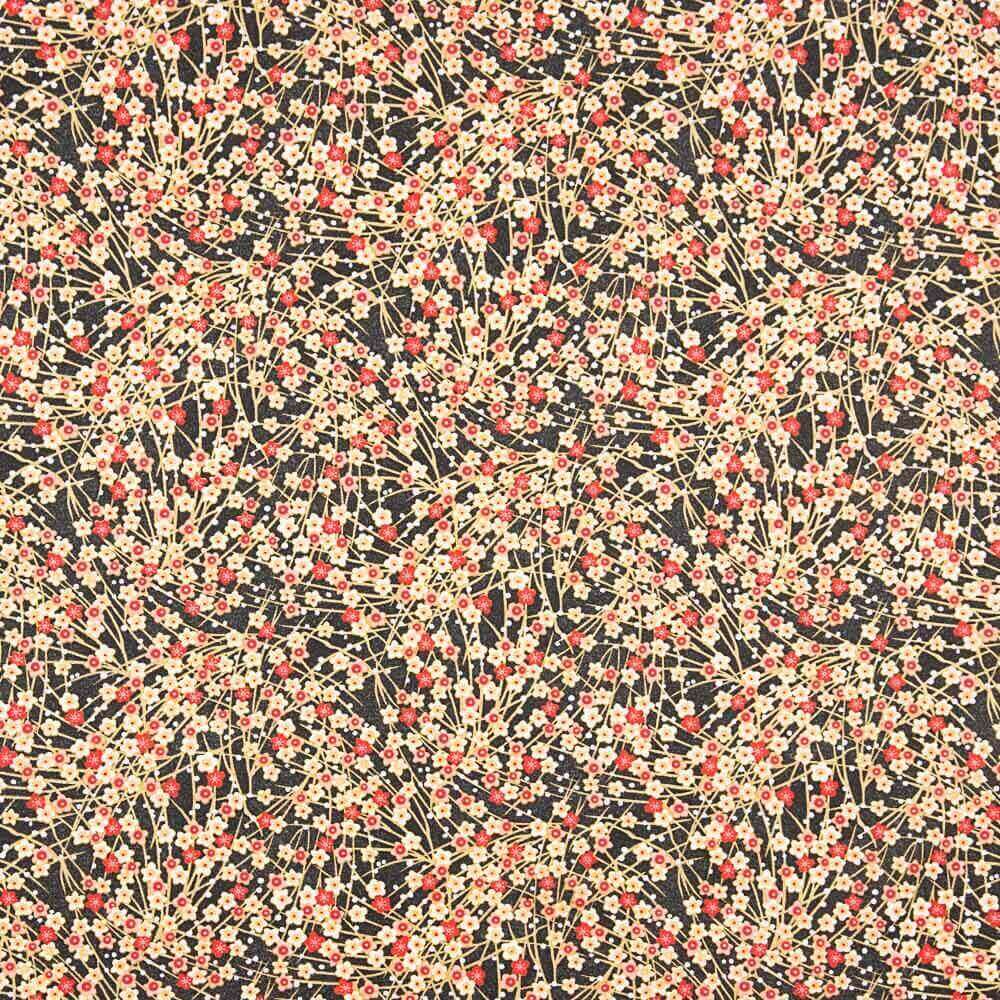 Popeline Algodão Flores Shang  Vermelhas Oeko-Tex® - Ribes y Casals