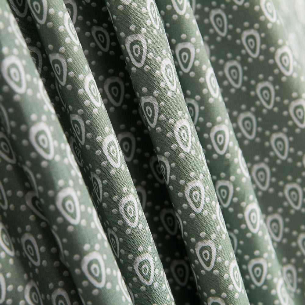 Popeline Algodão Geo Verde Água - Ribes y Casals