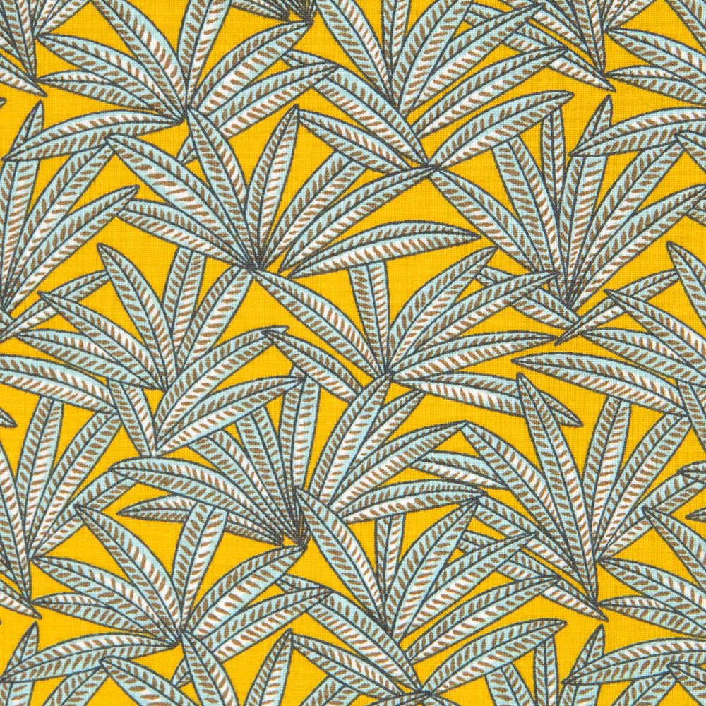 Popelín Algodón Hojas Amarillo - Ribes y Casals