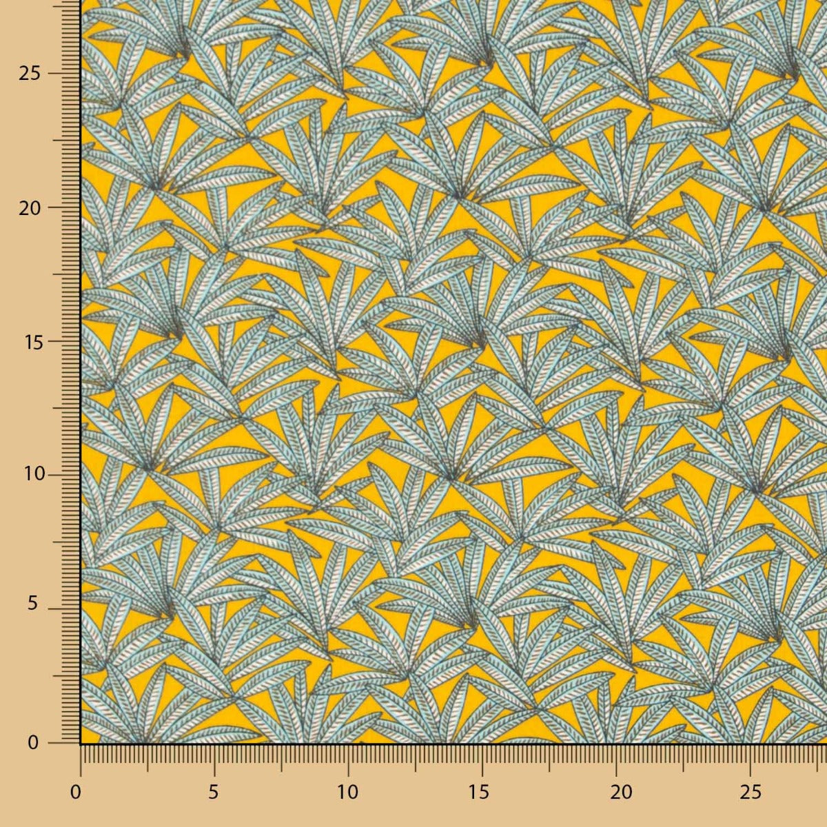 Popelín Algodón Hojas Amarillo - Ribes y Casals