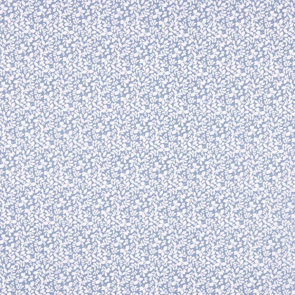 Popeline Algodão Infantil Folhas Azul Denim - Ribes y Casals
