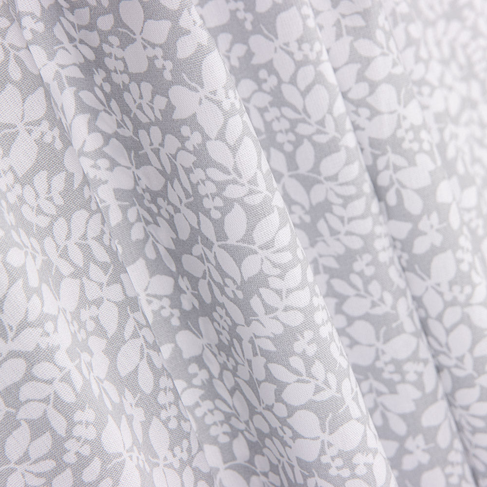 Popeline Algodão Infantil Folhas Cinza Claro - Ribes y Casals