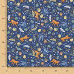 Popeline De Algodão Infantil Macaco Azul Marinho - Ribes y Casals