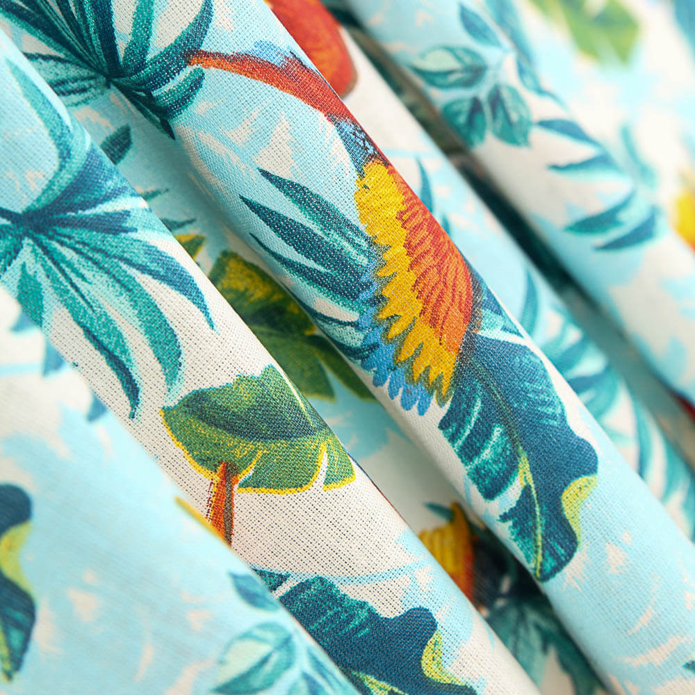 Popeline Algodão Papagaios Turquesa Oeko-Tex® - Ribes y Casals