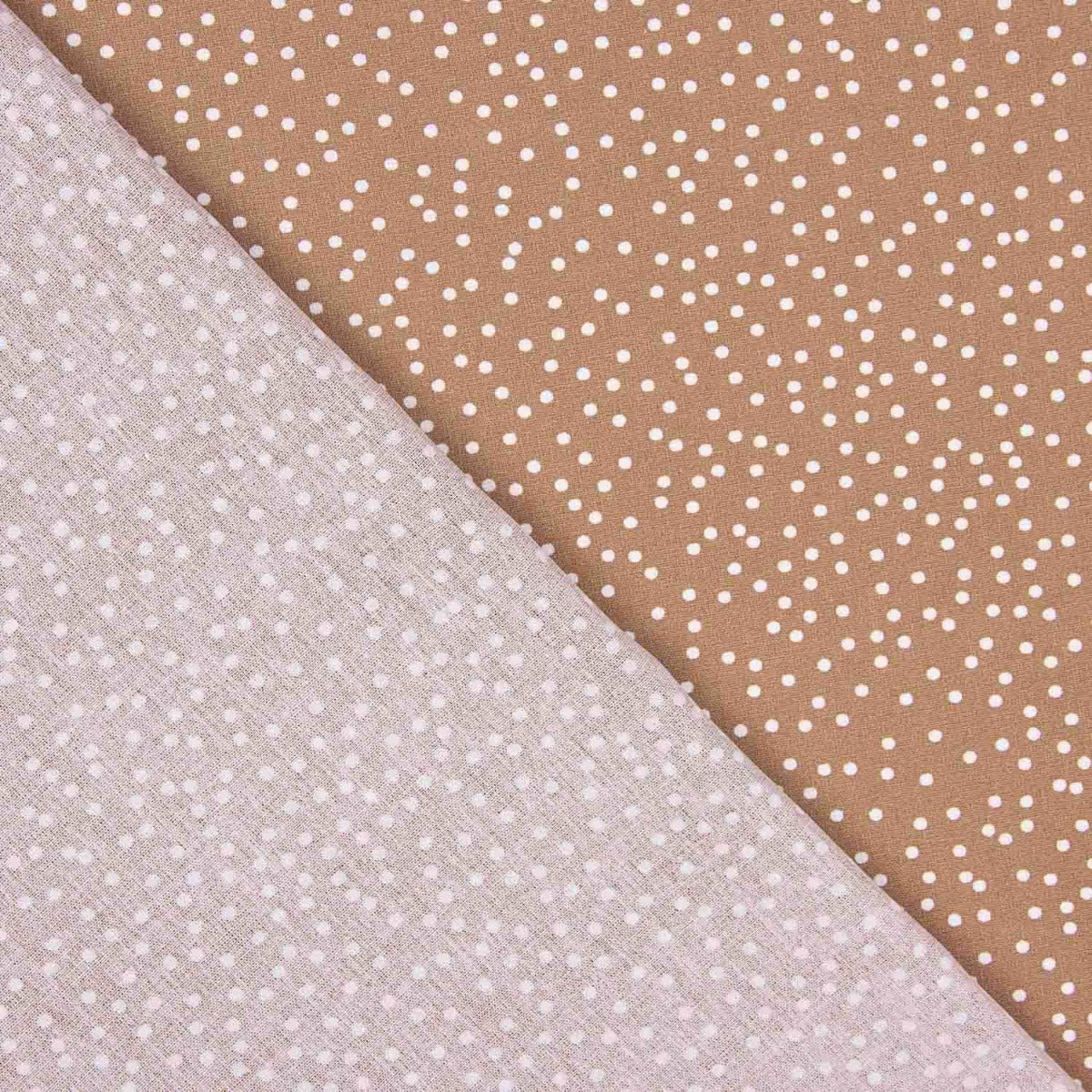 Popeline de algodão – Bolinhas brancas sobre vermelho tijolo - Ribes y Casals