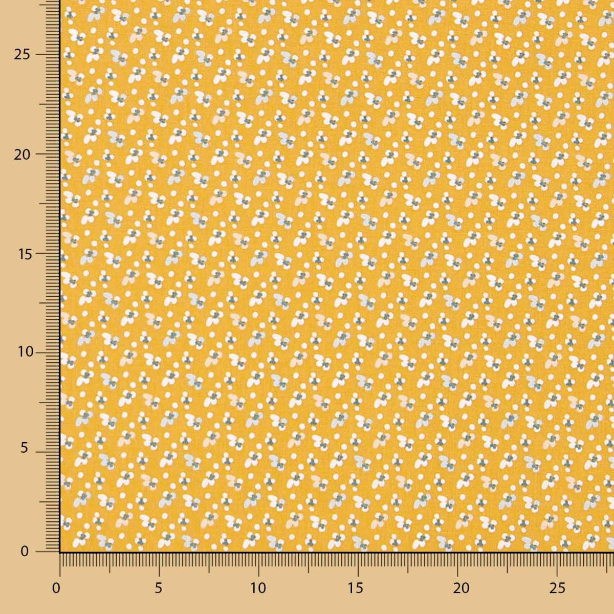 Popeline Algodão Mini Flor Ocre - Ribes y Casals