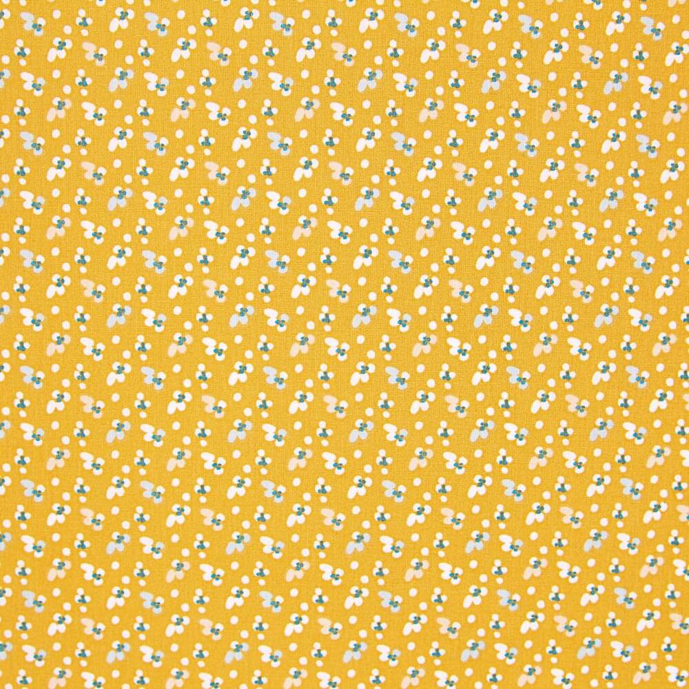 Popeline Algodão Mini Flor Ocre - Ribes y Casals
