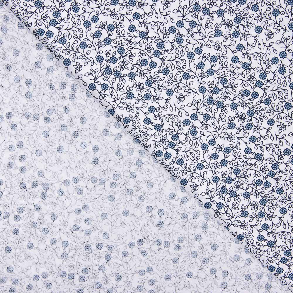 Popeline Algodão Minimals Branco-Azul - Ribes y Casals